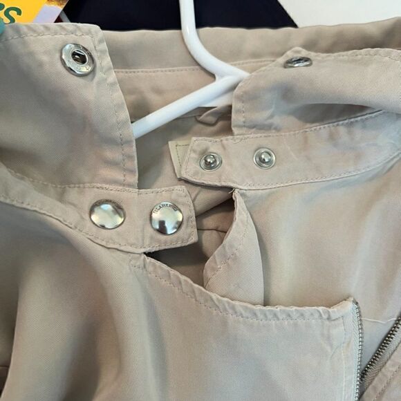 Blank NYC Khaki Asymmetrical Diagonal Zip Windbreaker Jacket sz 1X - Picture 8 of 8